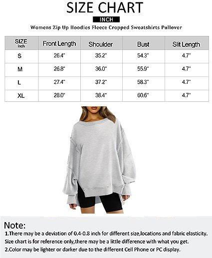 Women's Oversized Crewneck Sweatshirt Pullover Sports Long Sleeve Tops Preppy Clothing