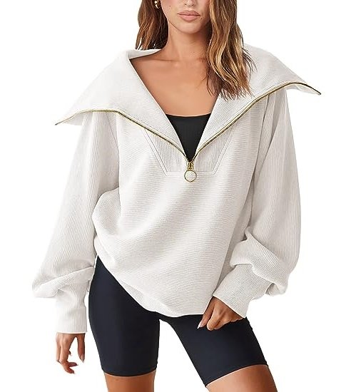 Women's Oversized Quarter Zip Pullover Sweatshirt Hoodie