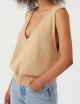 Women's V Neck Sleeveless Knit Pullover Sweater Vest Casual Cami Tank Top