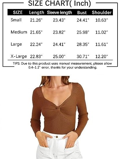 Women's Fall Clothes Sexy Twist Knot Top Ribbed Knit Long Sleeve Pullover Sweater Tops