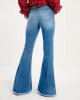 Women's High Waisted Bell Bottom Jeans Stretch Casual Raw Hem Denim Pants