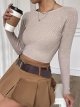 Women's Fitted Ribbed Crewneck Long Sleeve Crop Tops