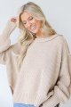 Women's Oversized Casual Batwing Long Sleeve Crew Neck Chunky Rib Knit Pullover Solid Color Sweater Top Side Slits