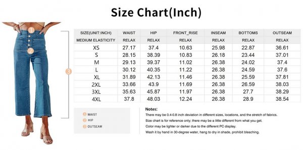 Women's Wide Leg Jeans High Waist Stretch Straight Jeans Button Down Loose Jeans with Pockets