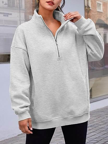 Half Zip Pullover Women Oversized Hoodie Quarter Zip Sweatshirt with Pockets Winter Clothes